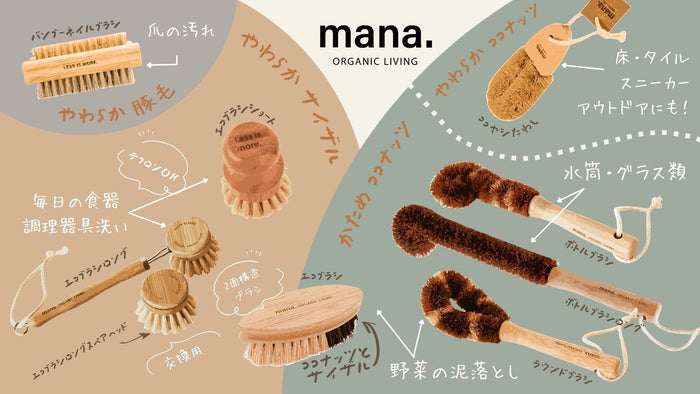 プラスチックフリーで地球に優しい、mana.のエコブラシ選び方ガイド