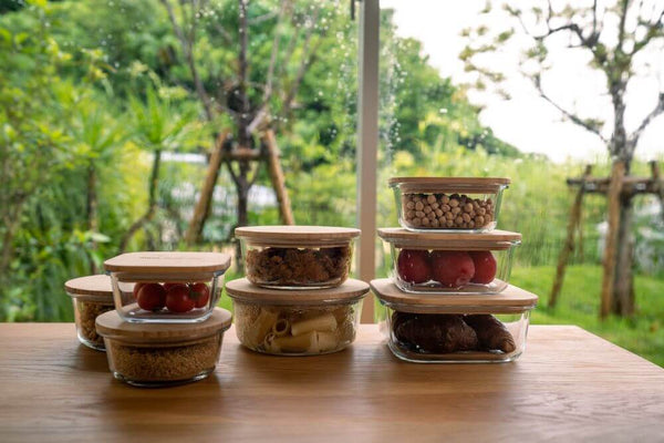 竹と耐熱ガラス容器スクエア