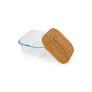 竹と耐熱ガラス容器スクエア