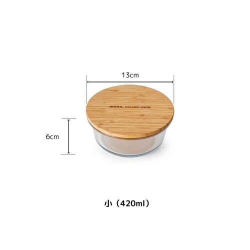 竹と耐熱ガラス容器ラウンド