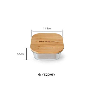 竹と耐熱ガラス容器スクエア